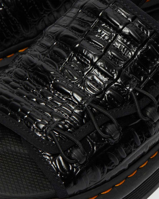 DR MARTENS MURA SUICOKE CROCO LEATHER SANDALS - BLACK NEW VIBRANCE CROCO