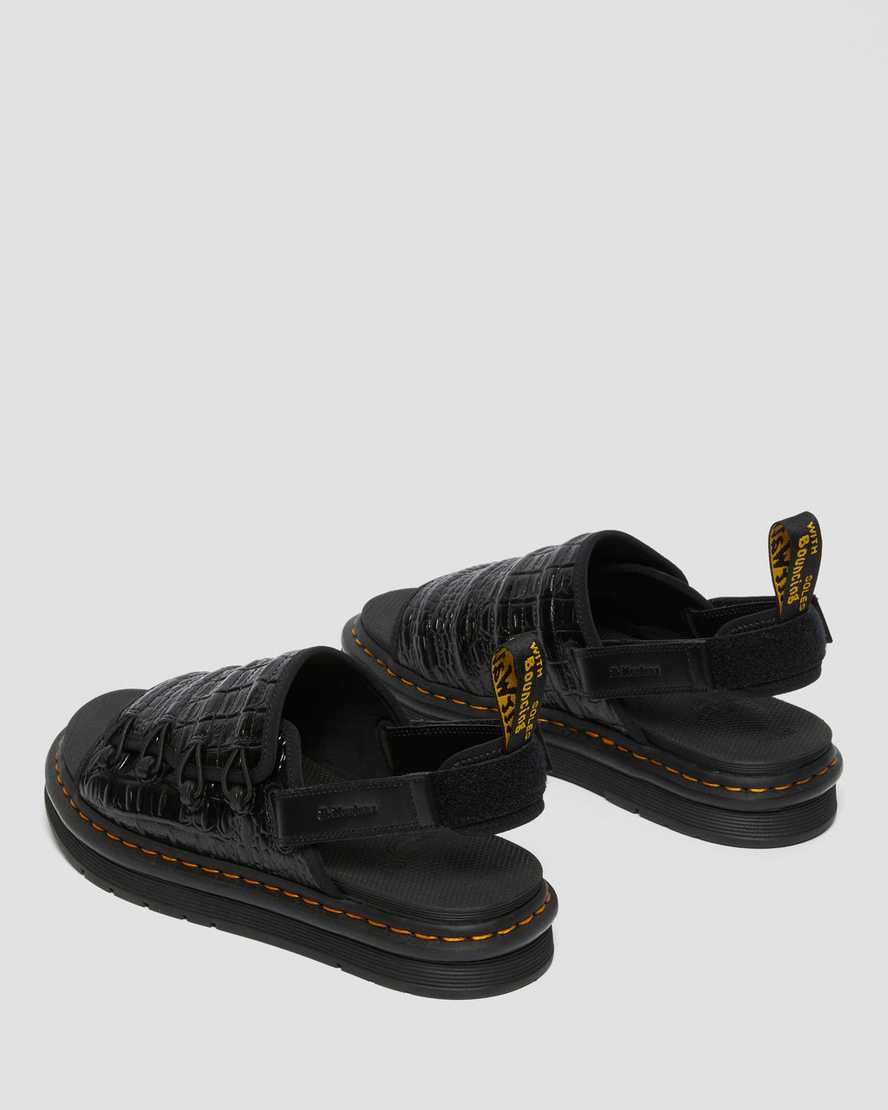 DR MARTENS MURA SUICOKE CROCO LEATHER SANDALS - BLACK NEW VIBRANCE CROCO