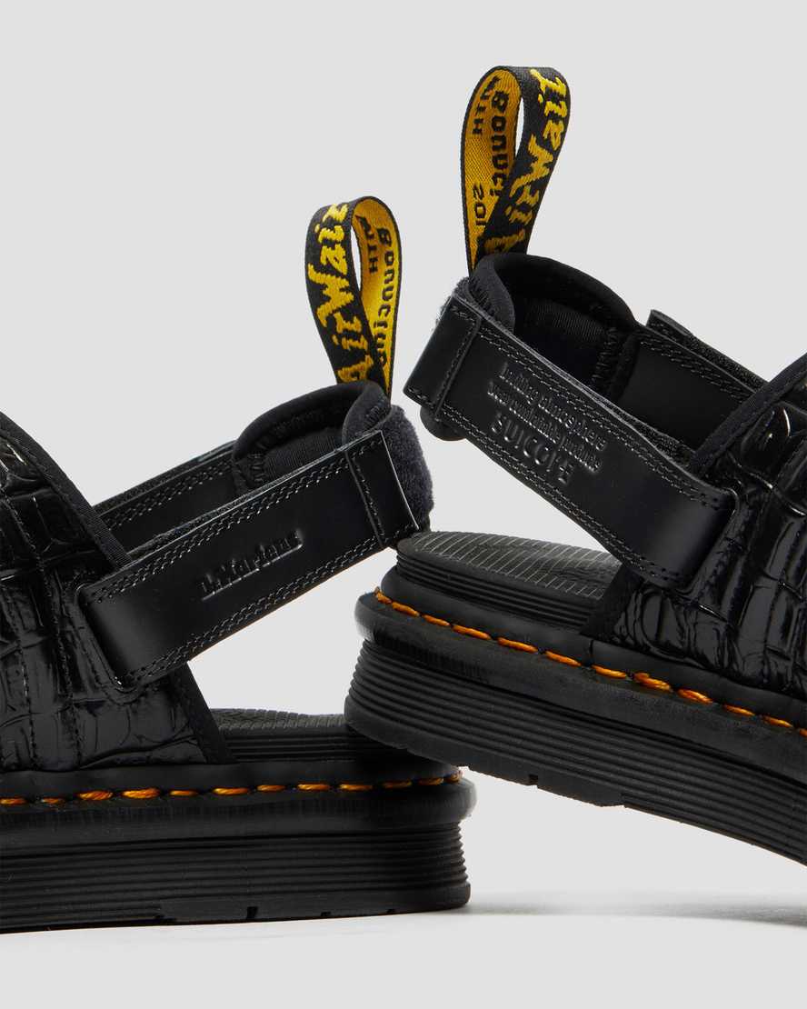 DR MARTENS MURA SUICOKE CROCO LEATHER SANDALS - BLACK NEW VIBRANCE CROCO