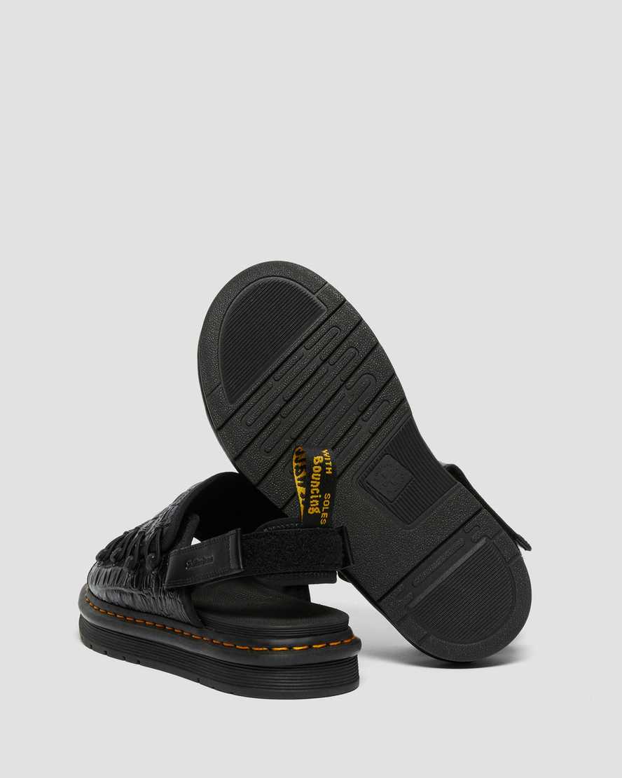DR MARTENS MURA SUICOKE CROCO LEATHER SANDALS - BLACK NEW VIBRANCE CROCO