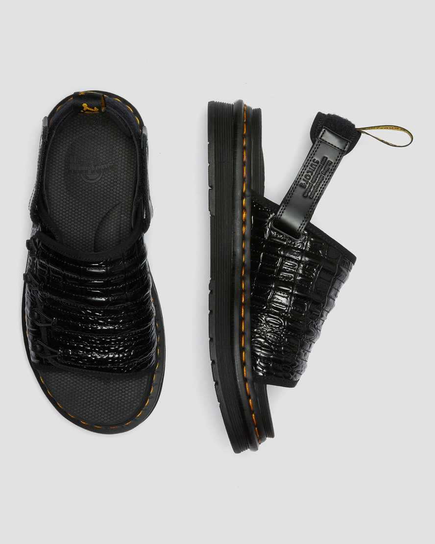 DR MARTENS MURA SUICOKE CROCO LEATHER SANDALS - BLACK NEW VIBRANCE CROCO