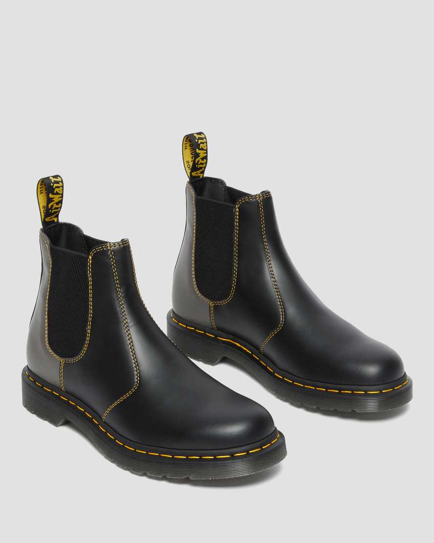DR MARTENS 2976 SMOOTH CLASH LEATHER CHELSEA BOOTS - BLACK/CHARCOAL