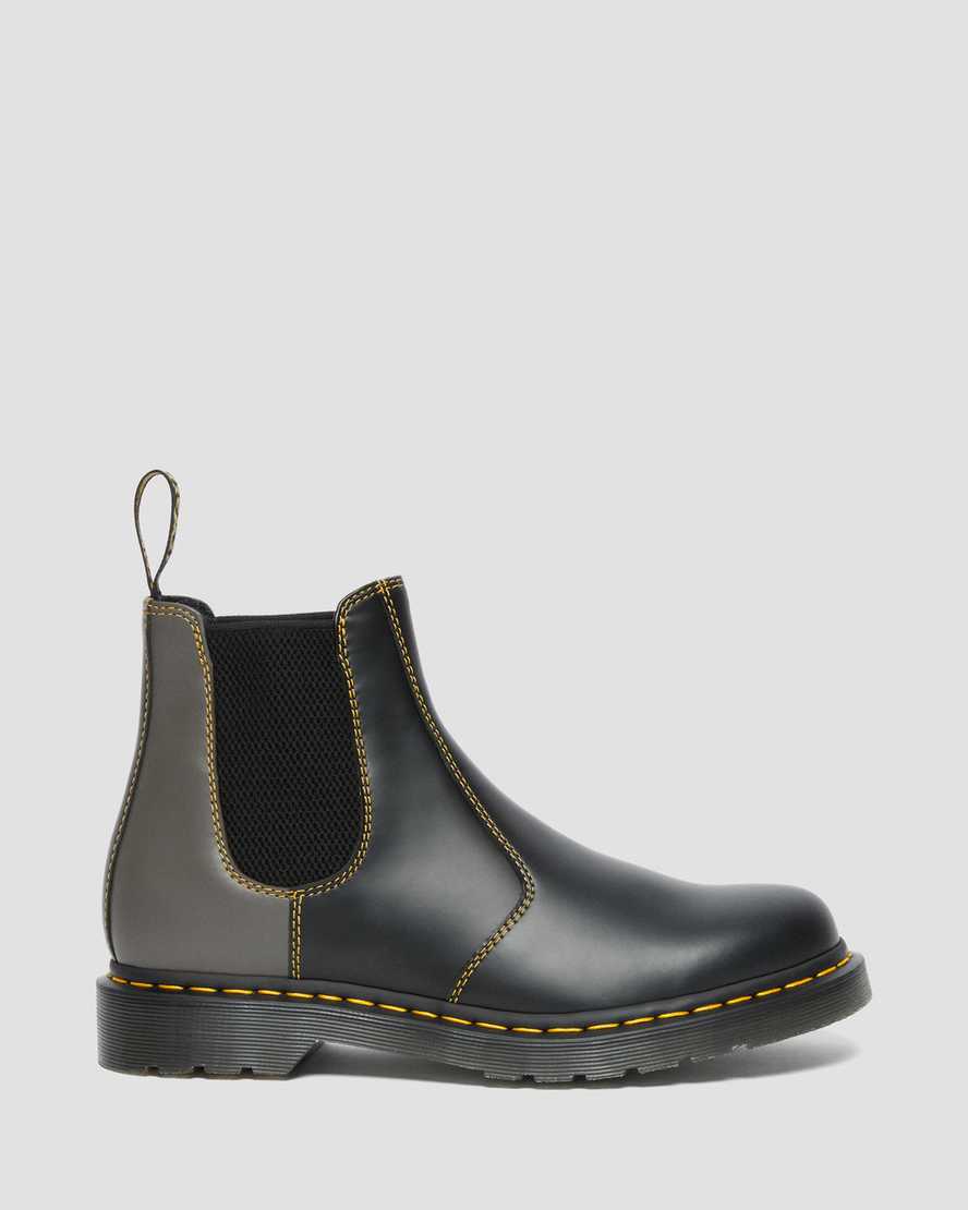 DR MARTENS 2976 SMOOTH CLASH LEATHER CHELSEA BOOTS - LACK+CHARCOAL
