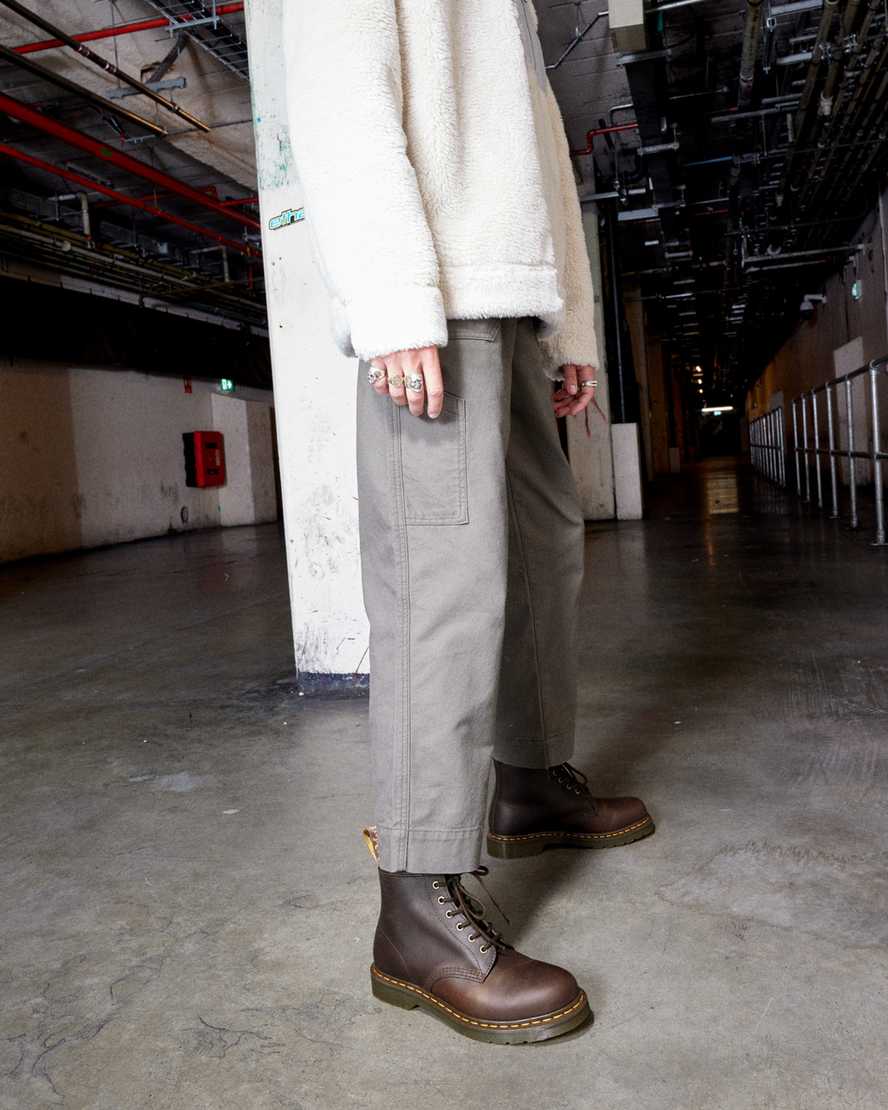 DR MARTENS 101 CRAZY HORSE LEATHER ANKLE BOOTS DARK BROWN