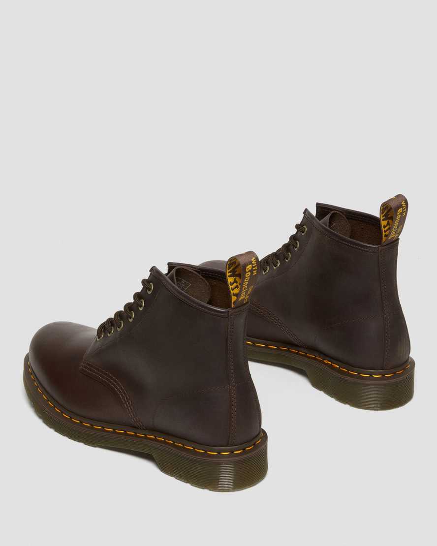 DR MARTENS 101 CRAZY HORSE LEATHER ANKLE BOOTS - DARK BROWN