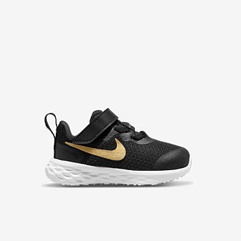 NIKE INFANT REVOLUTION 6 NN (TDV) - BLACK/METALLIC GOLD-WHITE