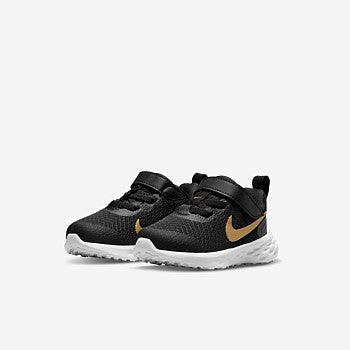 NIKE INFANT REVOLUTION 6 NN (TDV) - BLACK/METALLIC GOLD-WHITE