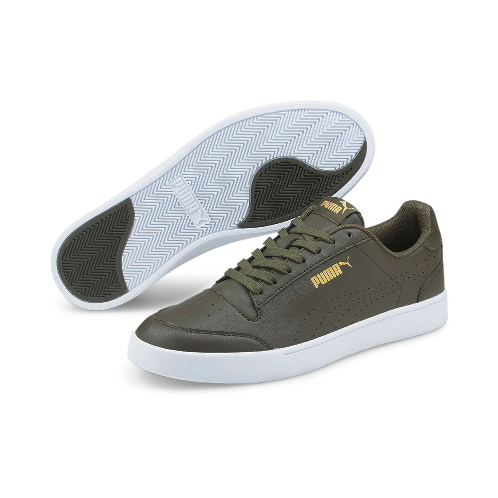 PUMA SHUFFLE PERFORATED - FOREST NIGHT/PUMA TEAM GOLD