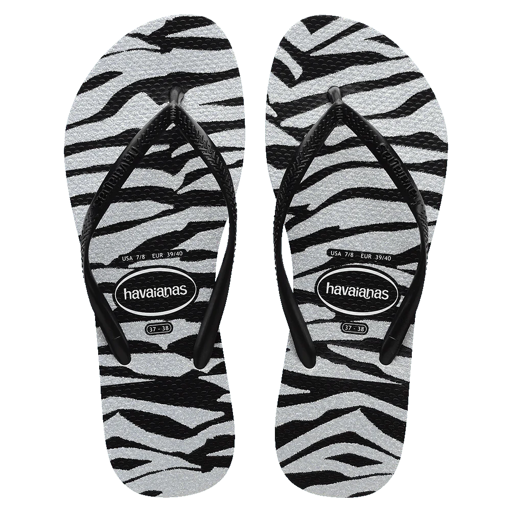 HAVIANAS SLIM ANIMAL GLITTER - BLACK