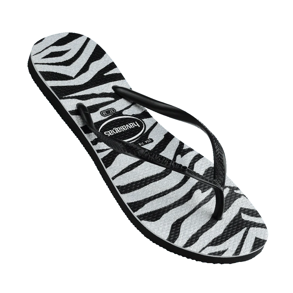 HAVIANAS SLIM ANIMAL GLITTER - BLACK