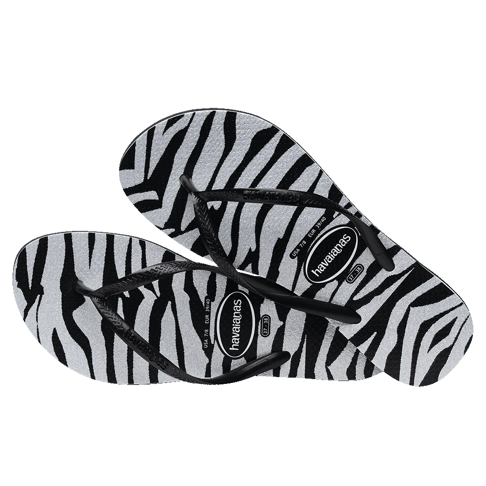 HAVIANAS SLIM ANIMAL GLITTER - BLACK