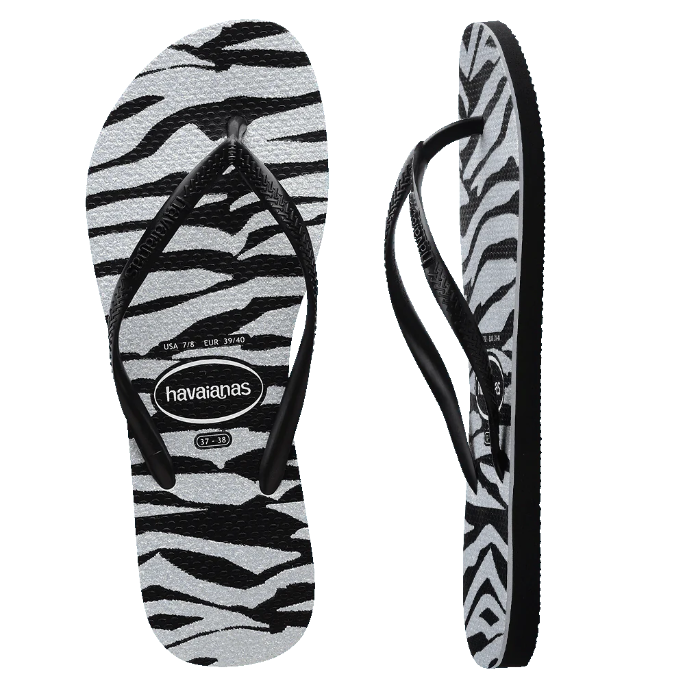 HAVIANAS SLIM ANIMAL GLITTER - BLACK