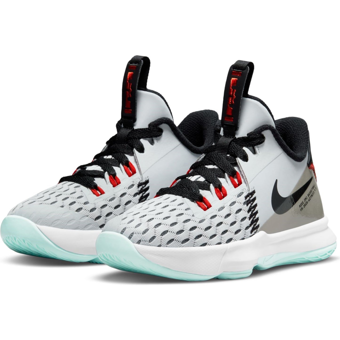 NIKE KIDS LEBRON WITNESS V (PS) - PURE PLATNIUM/BLACK-CHILE RED