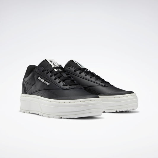 REEBOK WOMENS CLUB C DOUBLE GEO - CORE BLACK/FEATHER WHITE/PURE GREY