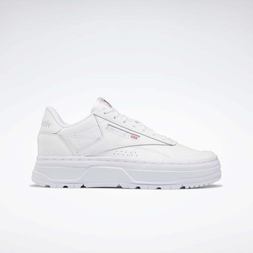 REEBOK WOMENS CLUB C DOUBLE GEO - CLOUD WHITE/ CLOUD WHITE/ PURE GREY