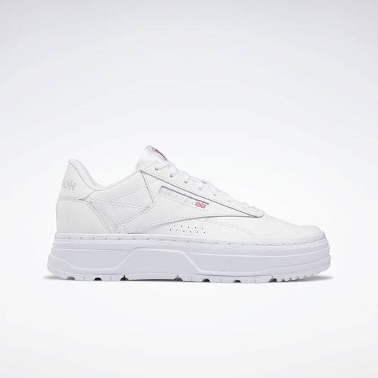 REEBOK WOMENS CLUB C DOUBLE GEO - CLOUD WHITE/ CLOUD WHITE/ PURE GREY