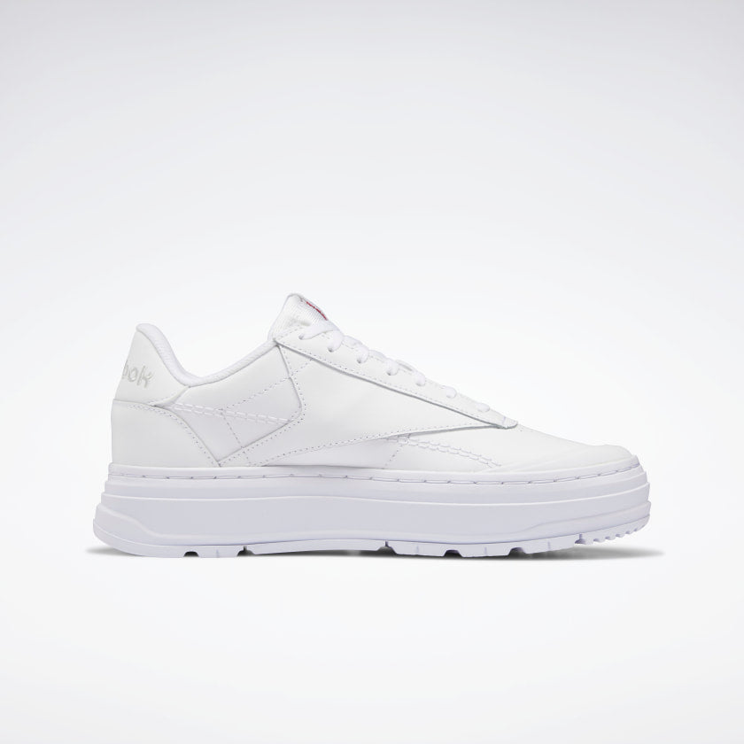 REEBOK WOMENS CLUB C DOUBLE GEO - CLOUD WHITE/ CLOUD WHITE/ PURE GREY