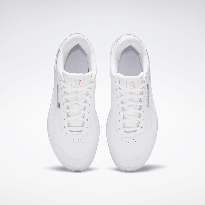 REEBOK WOMENS CLUB C DOUBLE GEO - CLOUD WHITE/ CLOUD WHITE/ PURE GREY