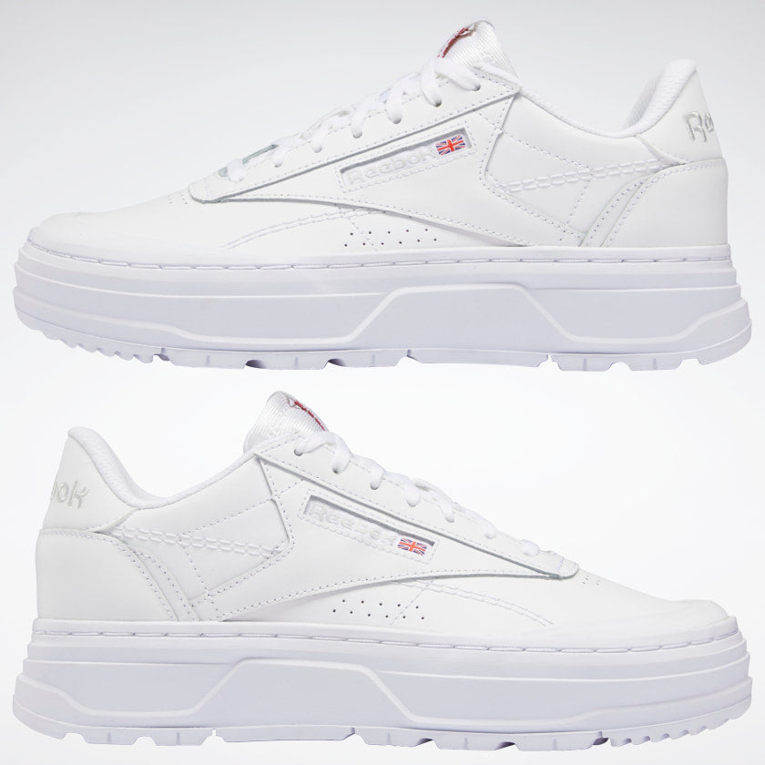 REEBOK WOMENS CLUB C DOUBLE GEO - CLOUD WHITE/ CLOUD WHITE/ PURE GREY