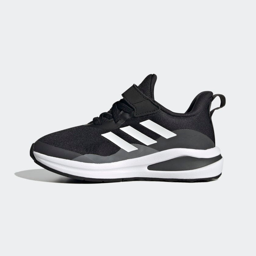 ADIDAS KIDS FORTARUN ELASTIC LACE TOP STRAP RUNNING SHOES - Core Black / Cloud White / Grey Six