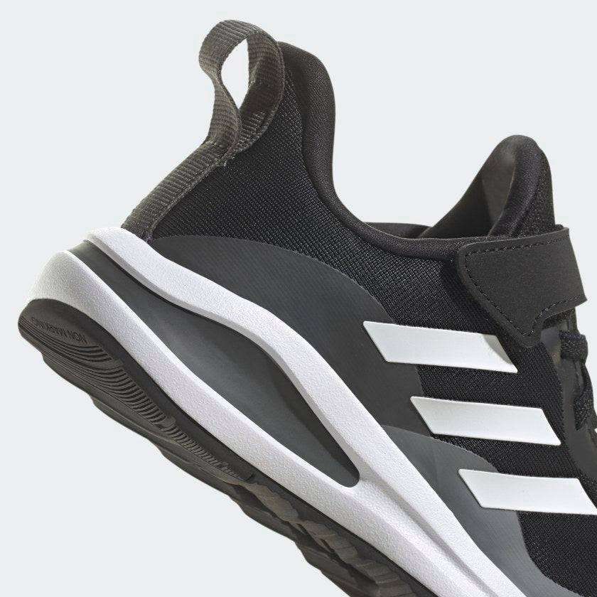 ADIDAS KIDS FORTARUN ELASTIC LACE TOP STRAP RUNNING SHOES - Core Black / Cloud White / Grey Six