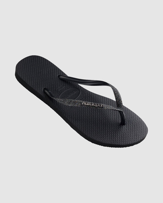 HAVAIANAS SLIM GLITTER - PRETO/CINZA DARK