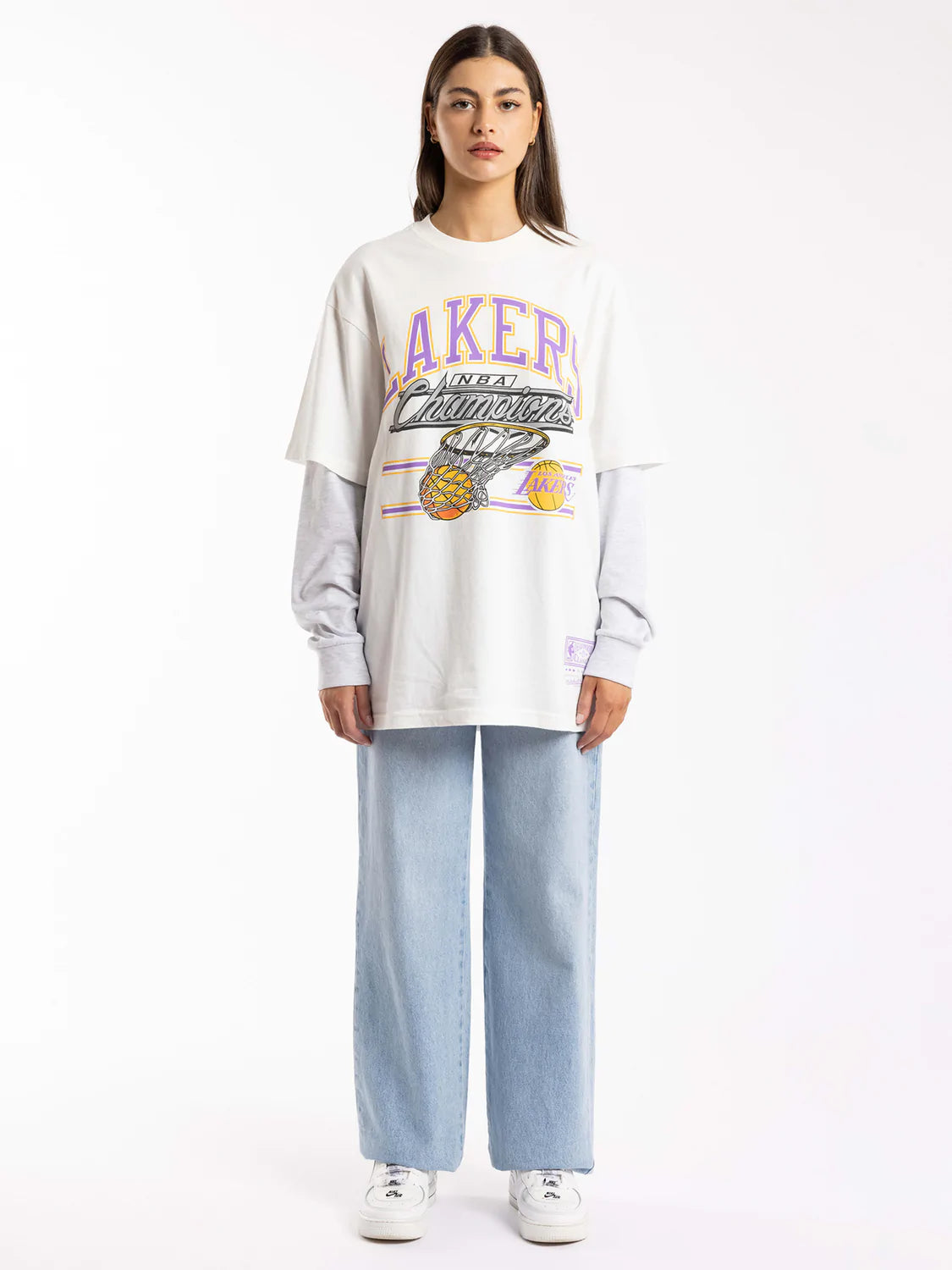 MITCHELL & NESS HOOP TEE LAKERS - VINTAGE WHITE