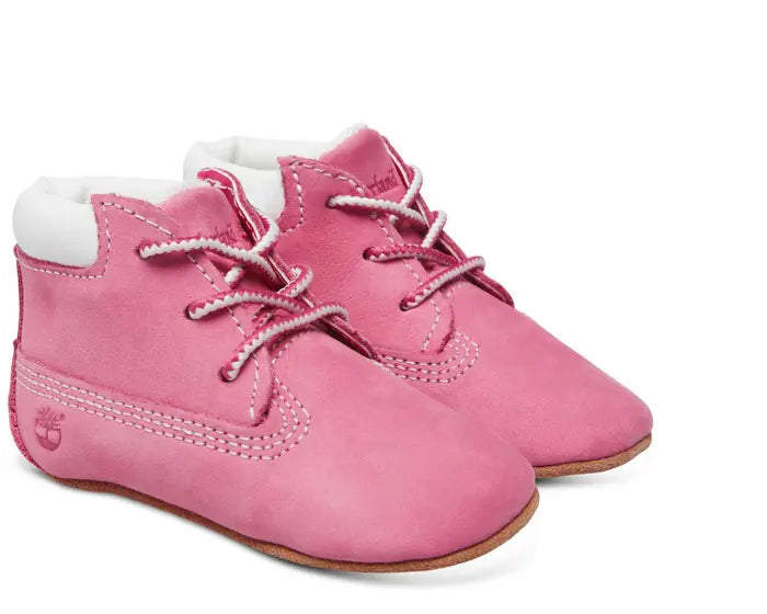 TIMBERLAND INFANT CRIB BOOTIES WITH HAT SET - MEDIUM PINK NUBUCK