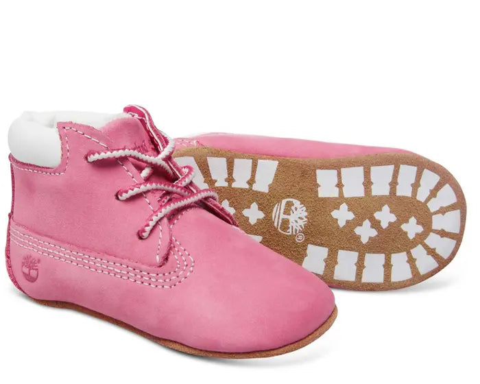 TIMBERLAND INFANT CRIB BOOTIES WITH HAT SET - MEDIUM PINK NUBUCK