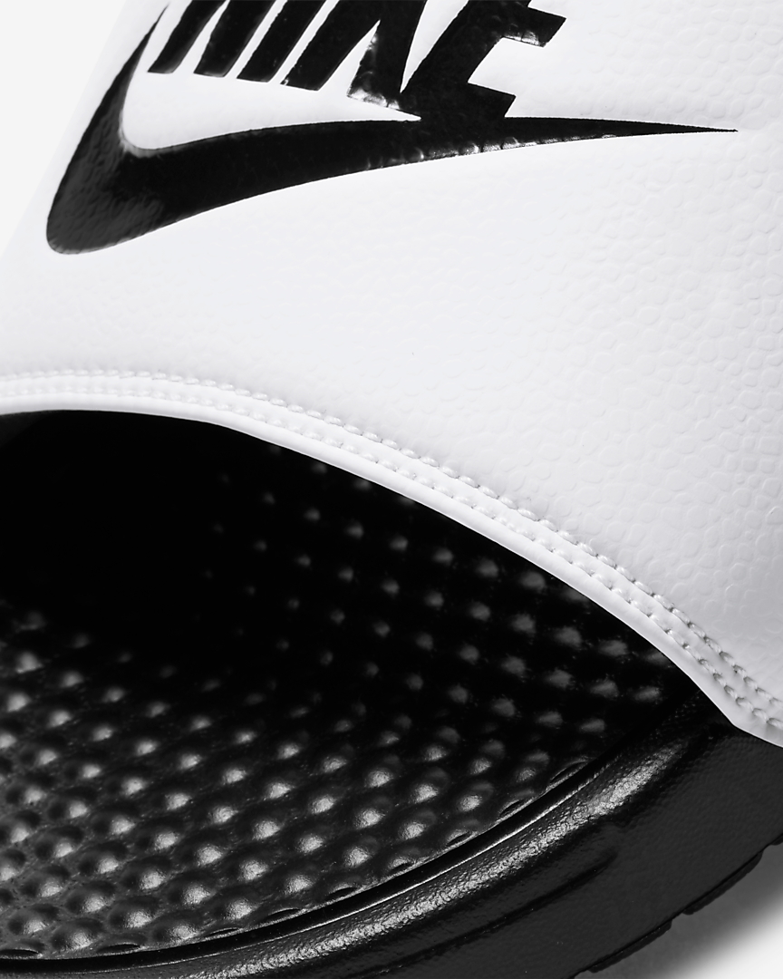 Nike benassi white and black on sale