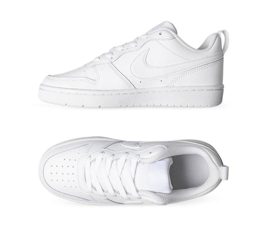NIKE YOUTH COURT BOROUGH LOW 2 - WHITE/WHITE-WHITE