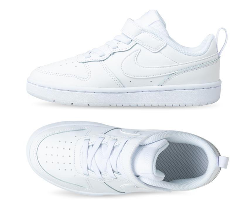 NIKE KIDS COURT BOROUGH LOW 2 (PSV) - WHITE/WHITE-WHITE