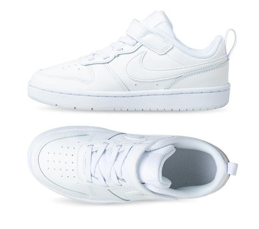 NIKE KIDS COURT BOROUGH LOW 2 (PSV) - WHITE/WHITE-WHITE