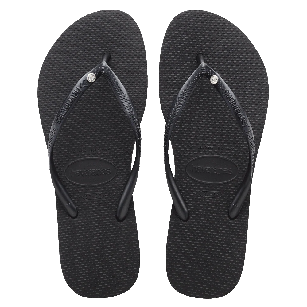 HAVAIANAS SLIM SWAROVSKI CRYSTAL - BLACK