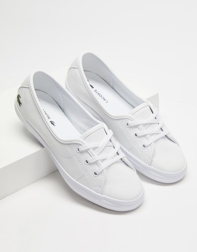 LACOSTE WOMENS ZIANE CHUNKY BL LEATHER - WHITE/WHITE