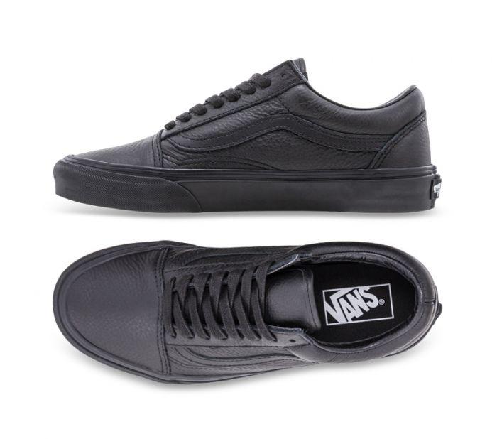 VANS OLD SKOOL LEATHER BLACK BLACK Lotsa Shoes
