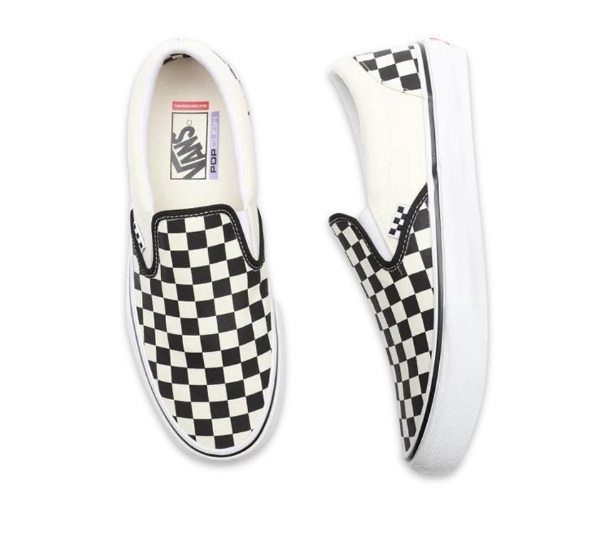 VANS SKATE SLIP ON PRO CHECKERBOARD BLACK OFF WHITE Lotsa Shoes
