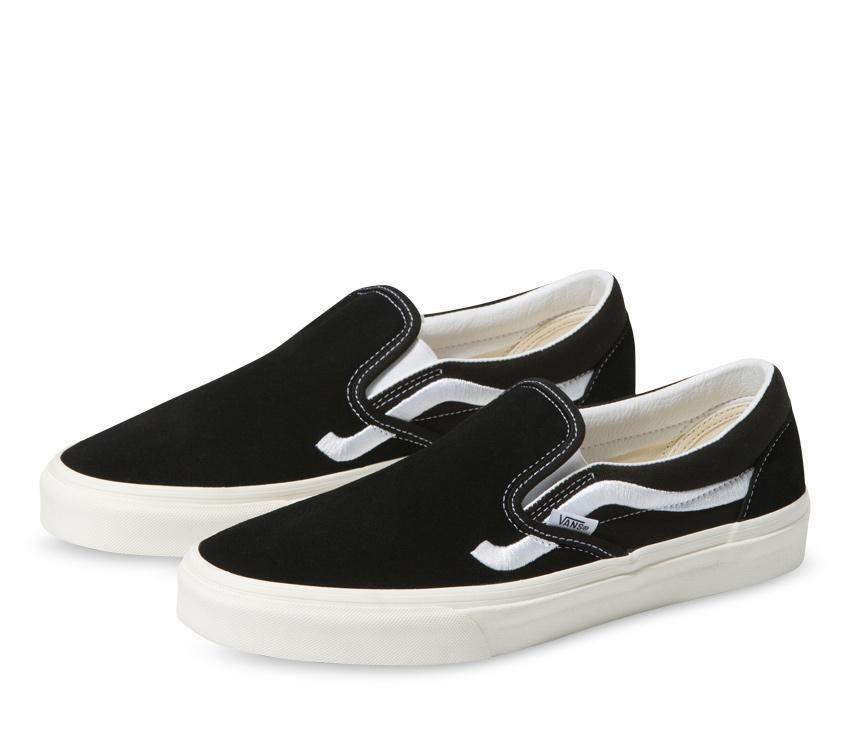 Black and white slide on top vans