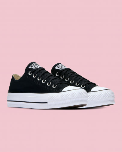 Converse WOMENS Chuck Taylor All Star Canvas Lift Low Top - Black/White/White