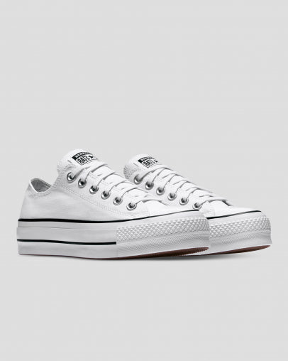 Converse WOMENS Chuck Taylor All Star Canvas Lift Low Top - White/Black/White